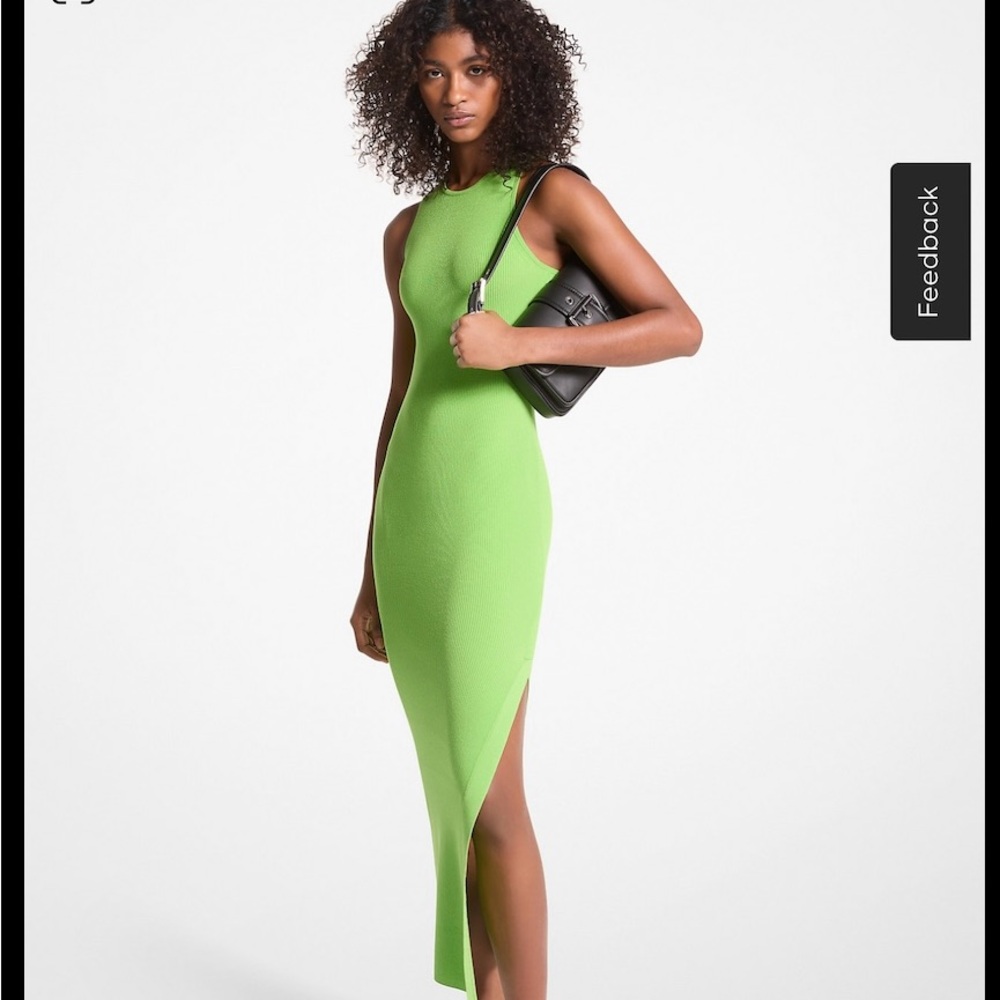 Michael Kors Ribbed Stretch Knit
Tank Dress In Green Apple